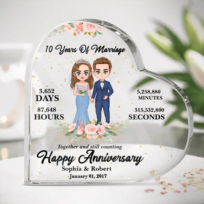 Custom Personalized Wedding Anniversary Milestones Crystal Heart - Gift Idea For Couple/Wedding Anniversary - Happy Anniversary