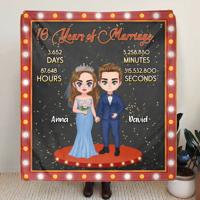 Custom Personalized Wedding Single Layer Fleece/Quilt Blanket - Anniversary/Wedding Gift Idea for Couple - Years Of Marriage