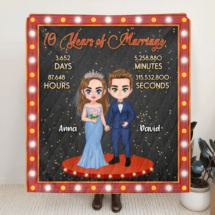 Custom Personalized Wedding Single Layer Fleece/Quilt Blanket - Anniversary/Wedding Gift Idea for Couple - Years Of Marriage