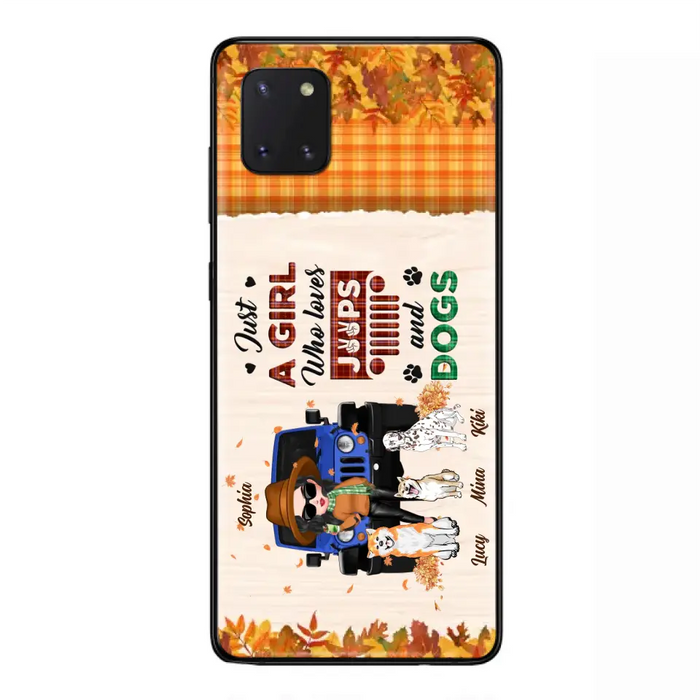 Personalized Off-road Autumn Girl Phone Case - Gift Idea For Girl/Dog Lovers - Upto 3 Dogs - Case For iPhone/Samsung