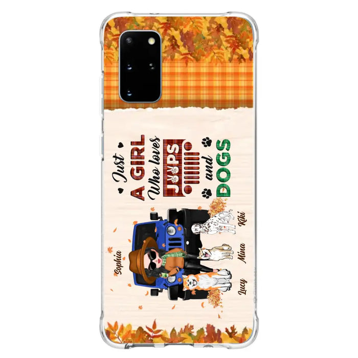 Personalized Off-road Autumn Girl Phone Case - Gift Idea For Girl/Dog Lovers - Upto 3 Dogs - Case For iPhone/Samsung