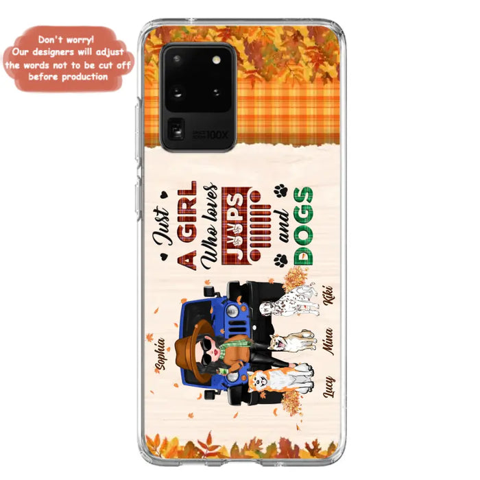 Personalized Off-road Autumn Girl Phone Case - Gift Idea For Girl/Dog Lovers - Upto 3 Dogs - Case For iPhone/Samsung