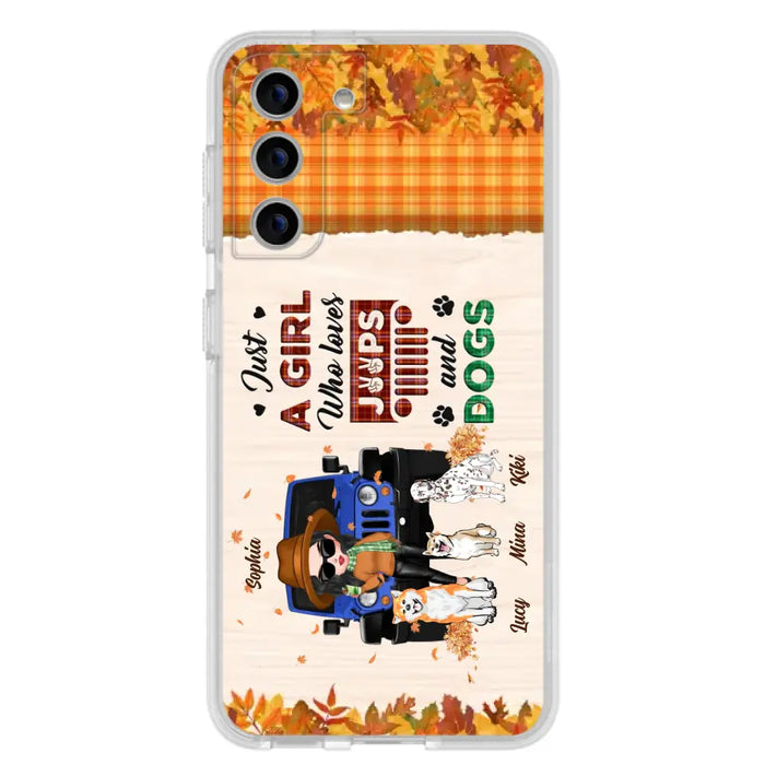 Personalized Off-road Autumn Girl Phone Case - Gift Idea For Girl/Dog Lovers - Upto 3 Dogs - Case For iPhone/Samsung