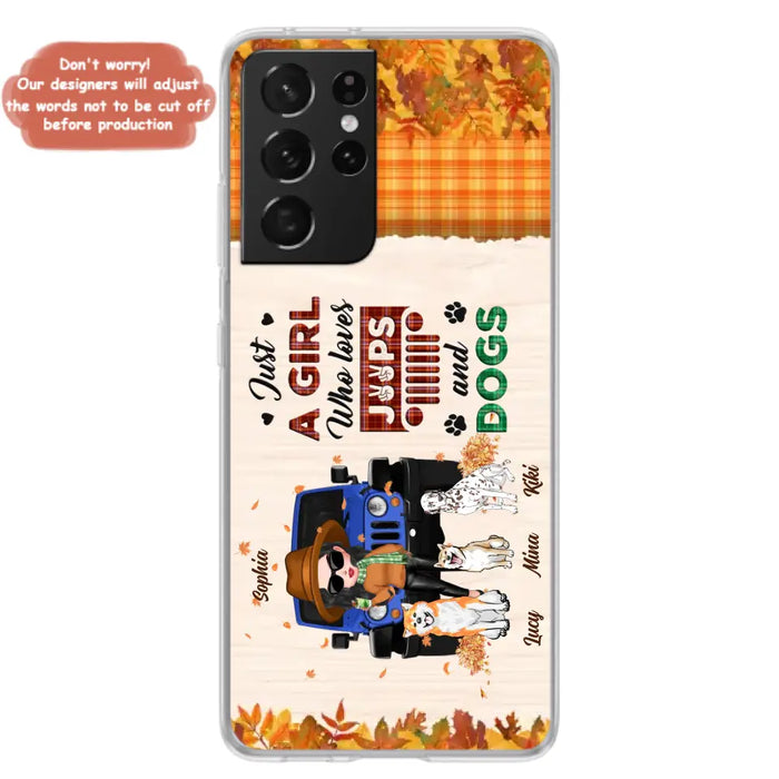 Personalized Off-road Autumn Girl Phone Case - Gift Idea For Girl/Dog Lovers - Upto 3 Dogs - Case For iPhone/Samsung