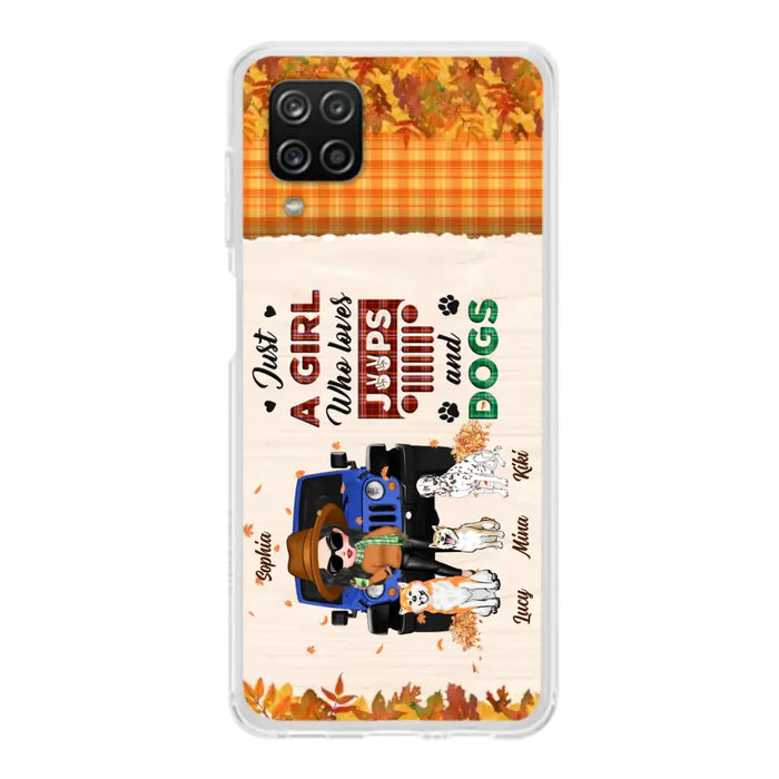 Personalized Off-road Autumn Girl Phone Case - Gift Idea For Girl/Dog Lovers - Upto 3 Dogs - Case For iPhone/Samsung