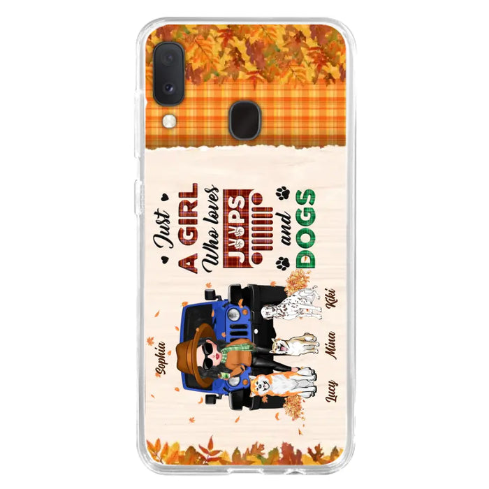 Personalized Off-road Autumn Girl Phone Case - Gift Idea For Girl/Dog Lovers - Upto 3 Dogs - Case For iPhone/Samsung