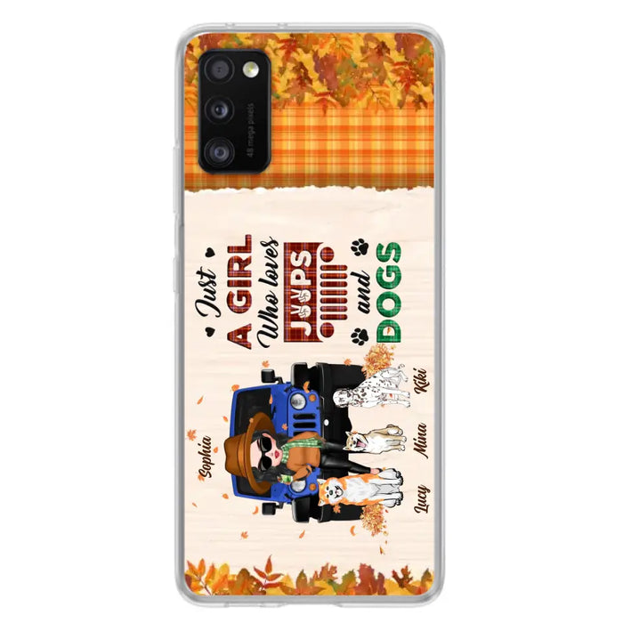 Personalized Off-road Autumn Girl Phone Case - Gift Idea For Girl/Dog Lovers - Upto 3 Dogs - Case For iPhone/Samsung