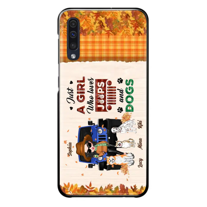 Personalized Off-road Autumn Girl Phone Case - Gift Idea For Girl/Dog Lovers - Upto 3 Dogs - Case For iPhone/Samsung