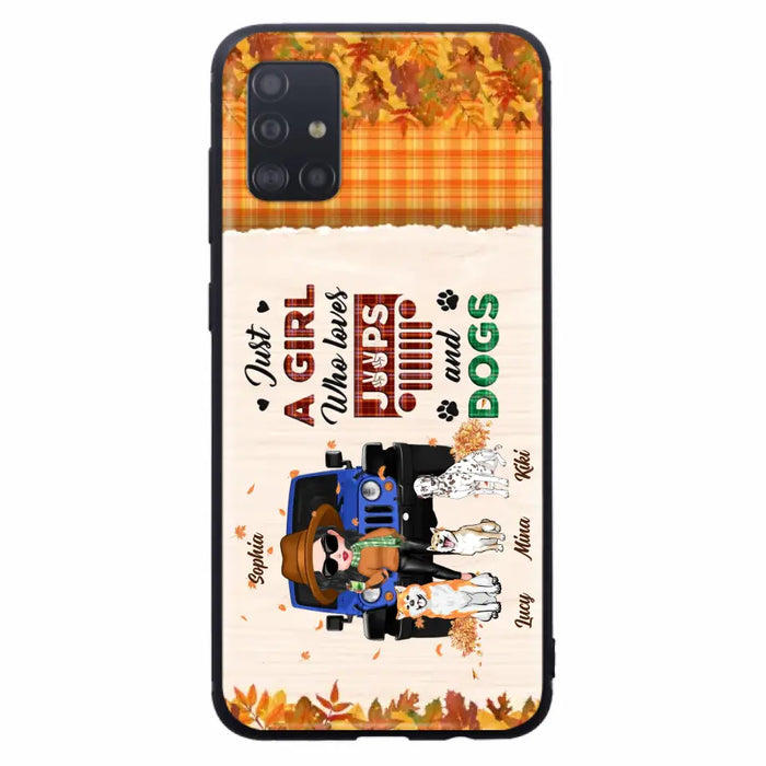 Personalized Off-road Autumn Girl Phone Case - Gift Idea For Girl/Dog Lovers - Upto 3 Dogs - Case For iPhone/Samsung