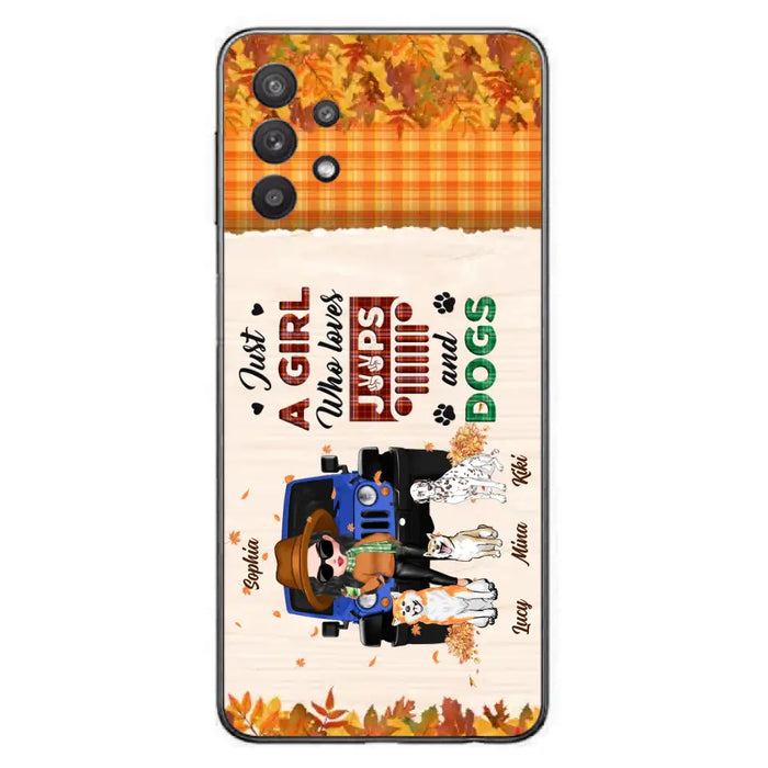 Personalized Off-road Autumn Girl Phone Case - Gift Idea For Girl/Dog Lovers - Upto 3 Dogs - Case For iPhone/Samsung