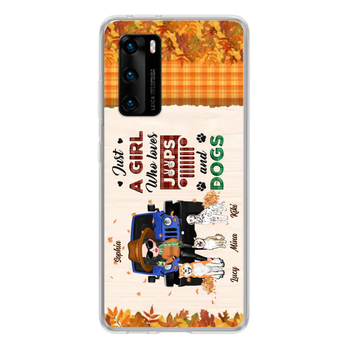 Personalized Off-road Autumn Girl Phone Case - Gift Idea For Girl/Dog Lovers - Upto 3 Dogs - Case For Oppo/Xiaomi/Huawei