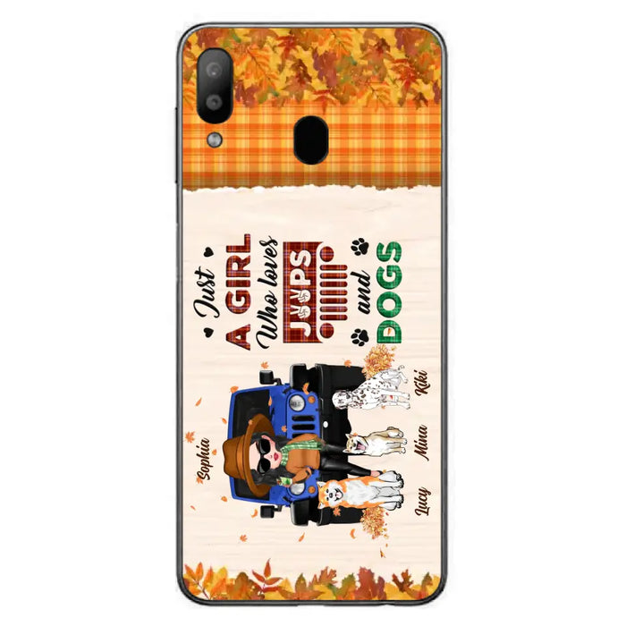 Personalized Off-road Autumn Girl Phone Case - Gift Idea For Girl/Dog Lovers - Upto 3 Dogs - Case For iPhone/Samsung