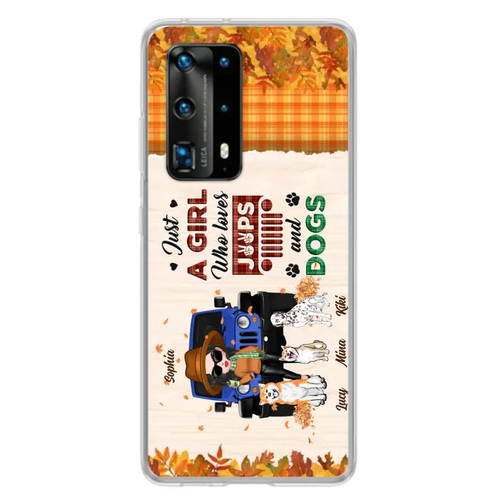 Personalized Off-road Autumn Girl Phone Case - Gift Idea For Girl/Dog Lovers - Upto 3 Dogs - Case For Oppo/Xiaomi/Huawei