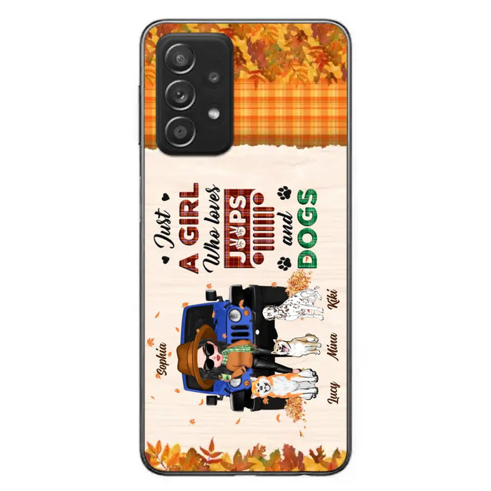 Personalized Off-road Autumn Girl Phone Case - Gift Idea For Girl/Dog Lovers - Upto 3 Dogs - Case For iPhone/Samsung