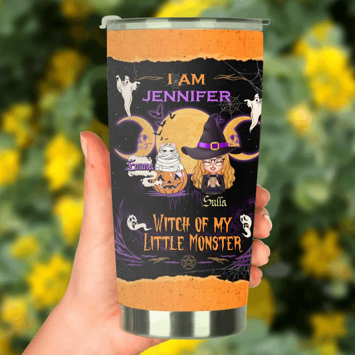 Personalized Grandma & Pet Witch Tumbler - Halloween Gift For Grandma/Pet Lovers - Upto 4 Pets - I Am Witch Of My Little Monsters