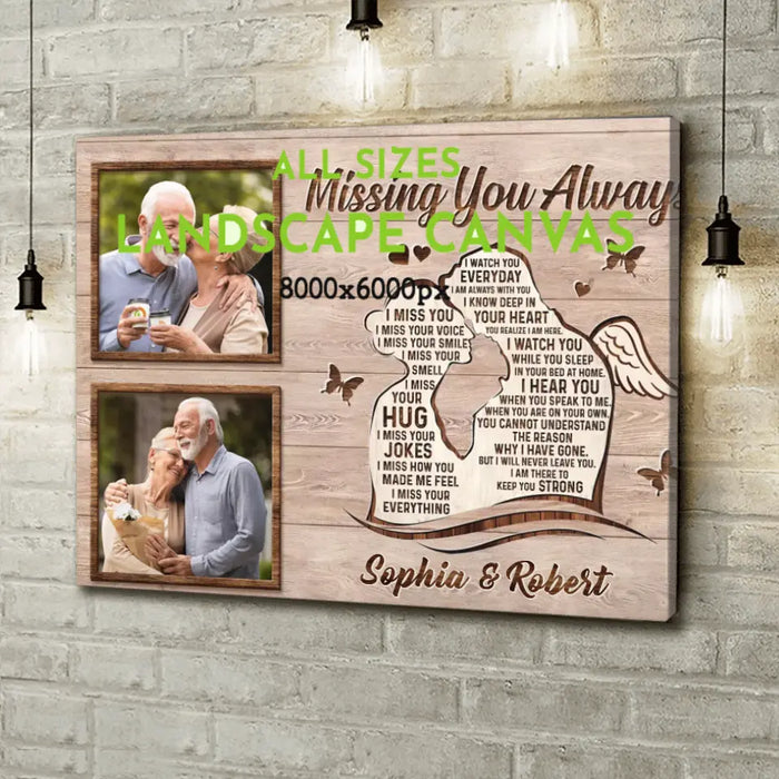 Custom Personalized Memorial Husband Canvas - Upload Photos - Memorial Gift Idea For Loss Husband - Missing You Always