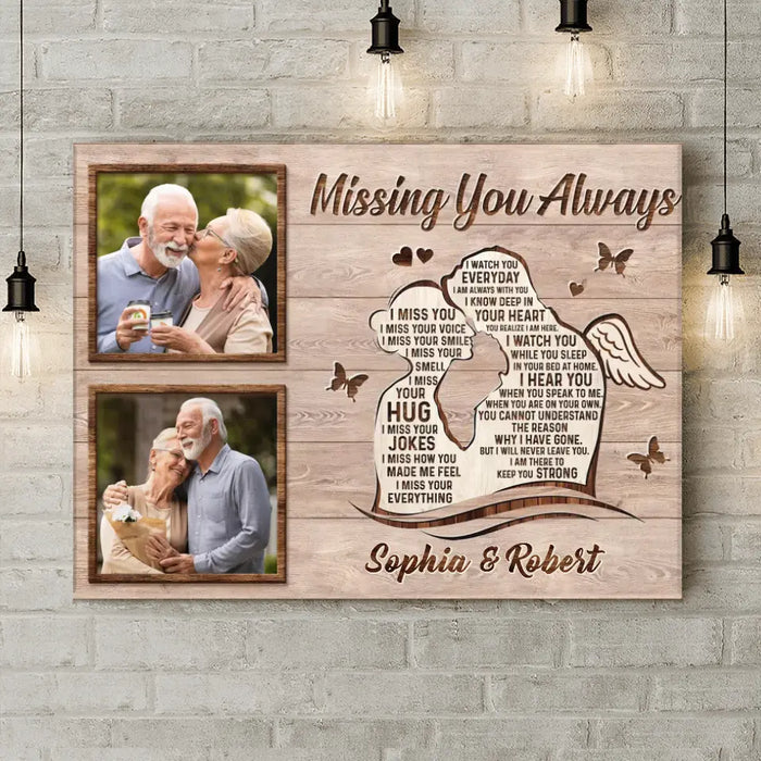 Custom Personalized Memorial Husband Canvas - Upload Photos - Memorial Gift Idea For Loss Husband - Missing You Always