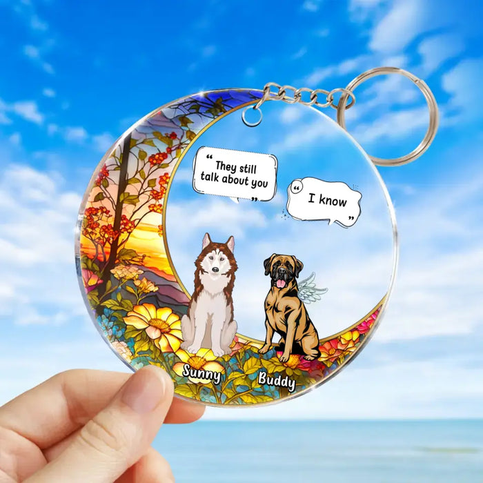 Custom Personalized Memorial Dog Acrylic Keychain - Up To 4 Dogs  - Memorial Gift Idea For Dog Owners