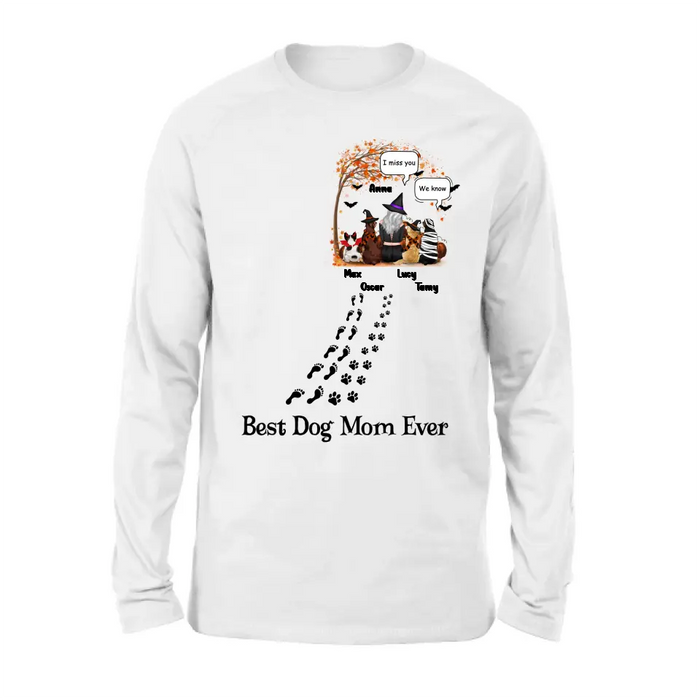 Personalized Halloween Shirt/ Hoodie - Gift Idea For Halloween/Dog Lovers - Upto 4 Dogs - I Miss You