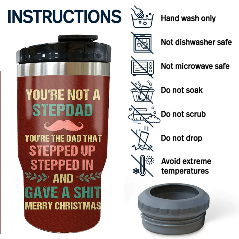 Personalized Not A Stepdad Triple 3 In 1 Can Cooler - Christmas Gift Idea For Bonus/Step Dad - Up to 6 Kids - Thanks For Being The Dad You Didn't Have To Be