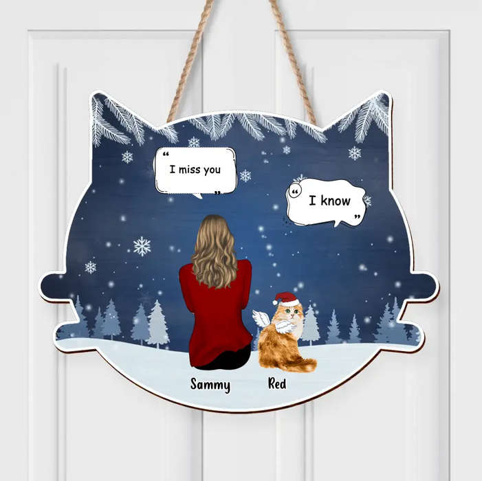 Custom Personalized Cat Memorial Christmas Wooden Sign - Up to 4 Cats - Memorial Gift Idea For Cat Owner - I Miss You