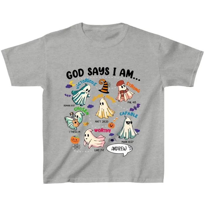 Custom Personalized Boo Kid T-shirt - Halloween Gift Idea For Kid - God Says I Am