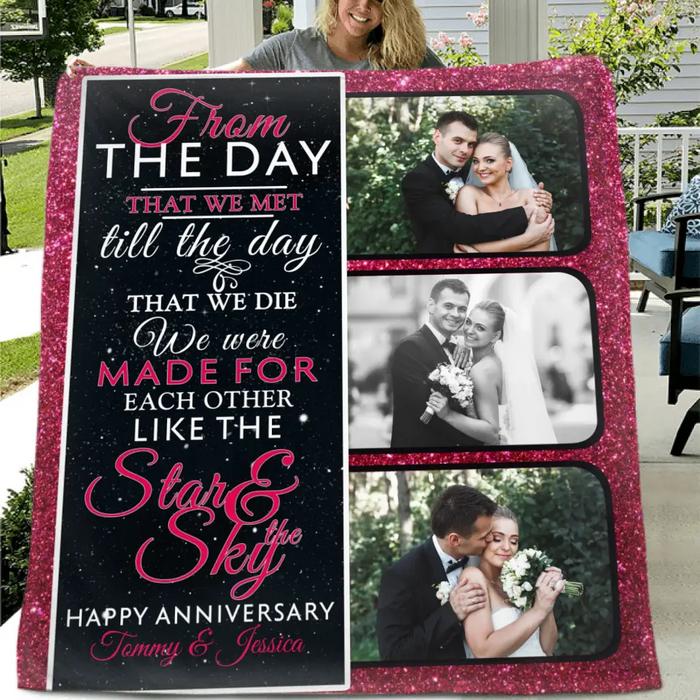 Custom Personalized Couple Single Layer Fleece/Quilt Blanket - Upload Photos - Anniversary Gift Idea For Couple - From The Day That We Met Till The Day That We Die