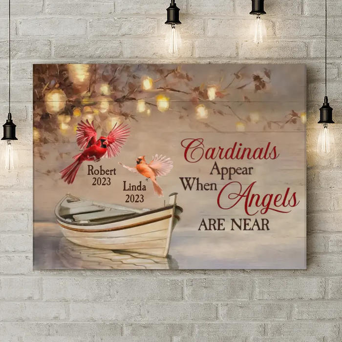 Cardinals Appear When Angels Are Near - Personalized Memorial Couple Horizontal Canvas