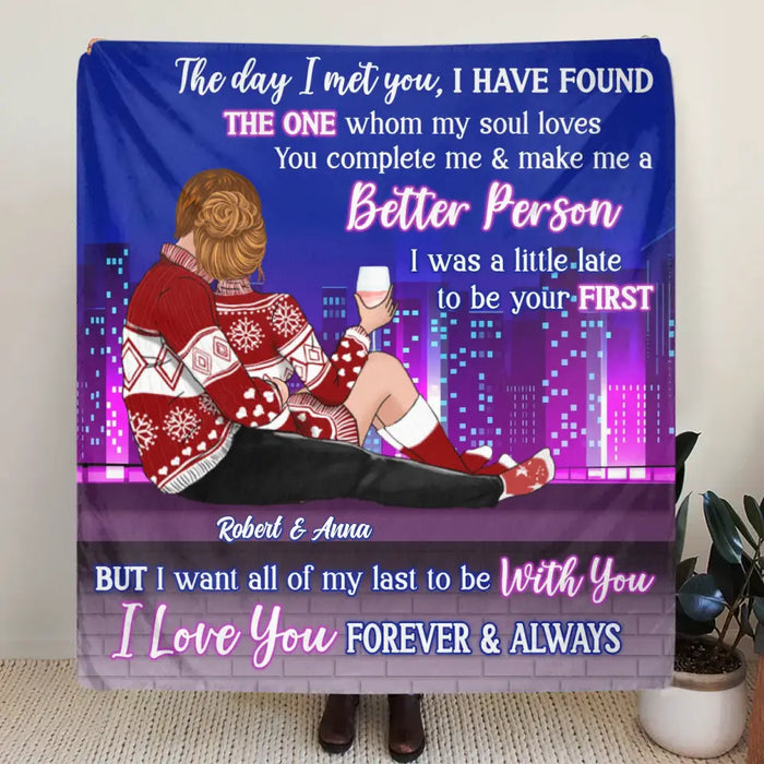 Custom Personalized Christmas Couple Pillow Cover/ Single Layer Fleece/Quilt Blanket - Christmas Gift For Couple/ Him/ Her - I Love You Forever & Always