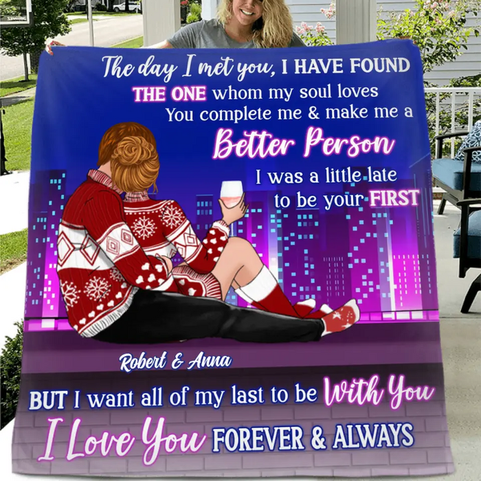 Custom Personalized Christmas Couple Pillow Cover/ Single Layer Fleece/Quilt Blanket - Christmas Gift For Couple/ Him/ Her - I Love You Forever & Always