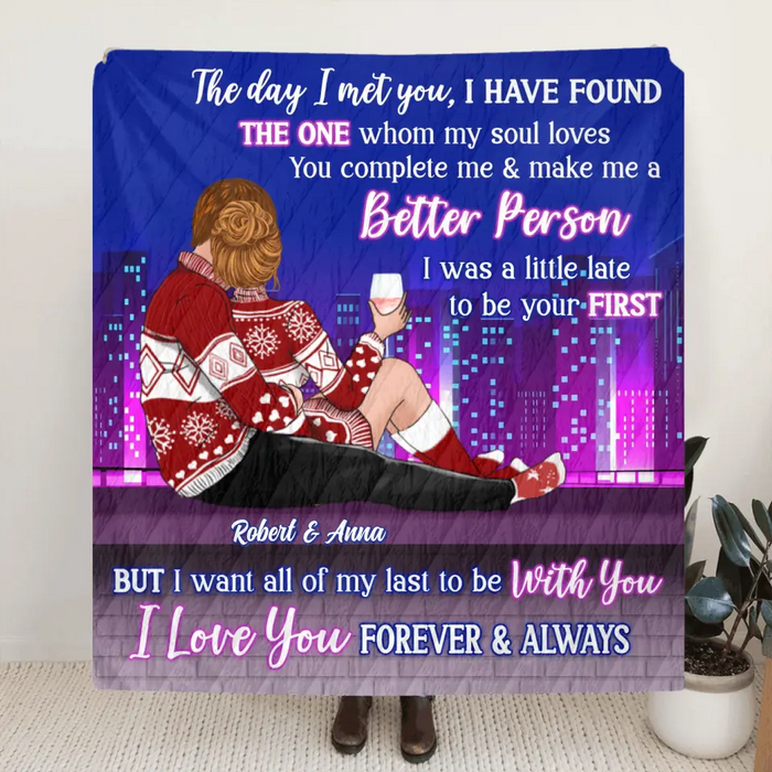 Custom Personalized Christmas Couple Pillow Cover/ Single Layer Fleece/Quilt Blanket - Christmas Gift For Couple/ Him/ Her - I Love You Forever & Always