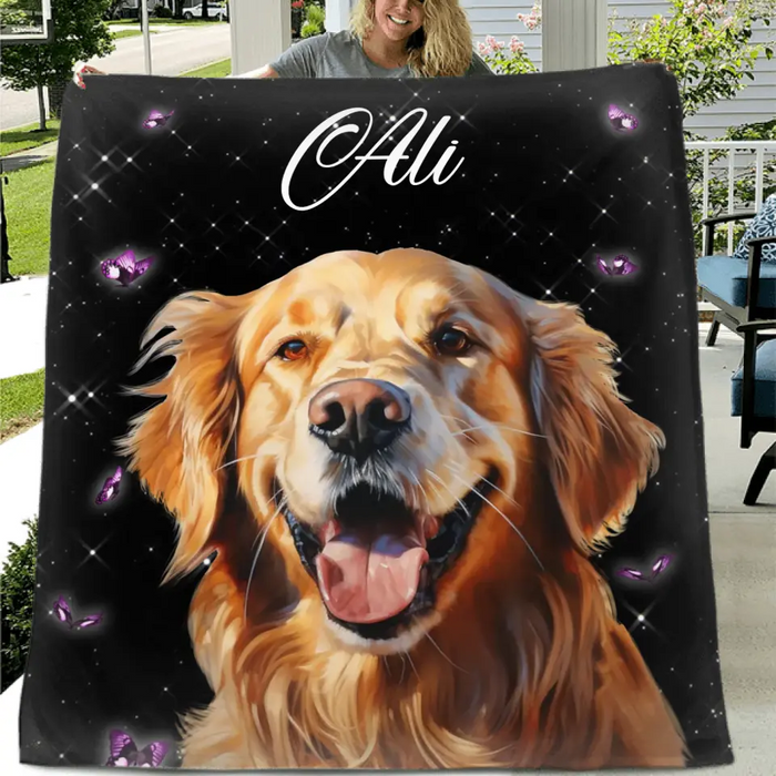 Custom Personalized Pet Photo Single Layer Fleece Blanket - Custom Pet Portrait - Gift Idea For Dog/Cat Lover