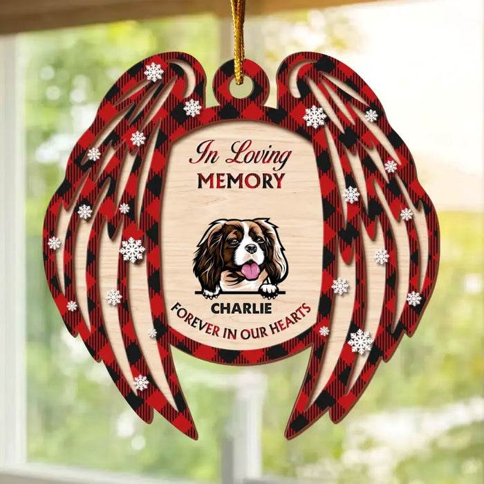 Custom Personalized Memorial Dog Wooden Ornament - Memorial Gift for Dog Owners - Forever In Our Hearts