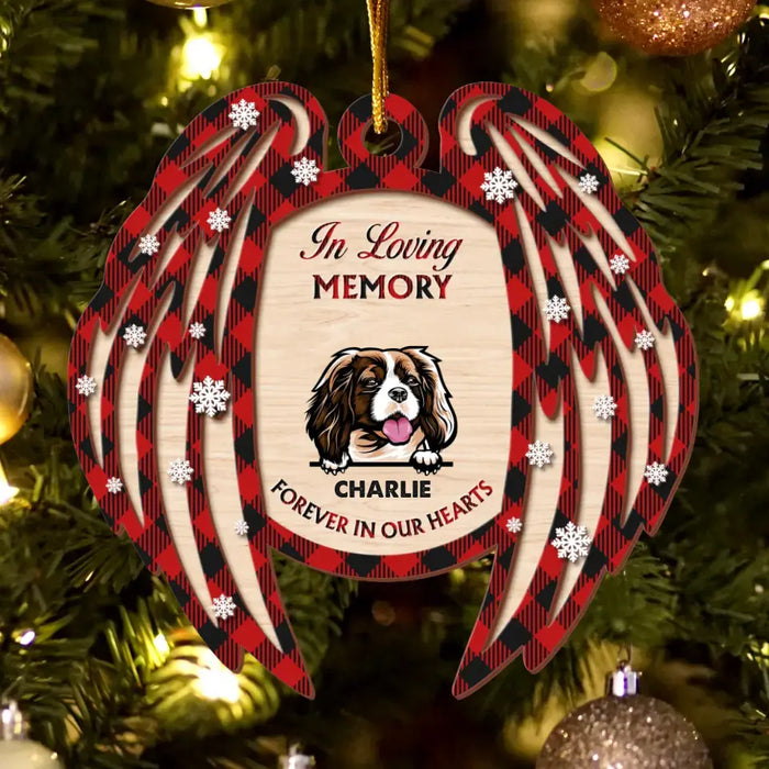 Custom Personalized Memorial Dog Wooden Ornament - Memorial Gift for Dog Owners - Forever In Our Hearts