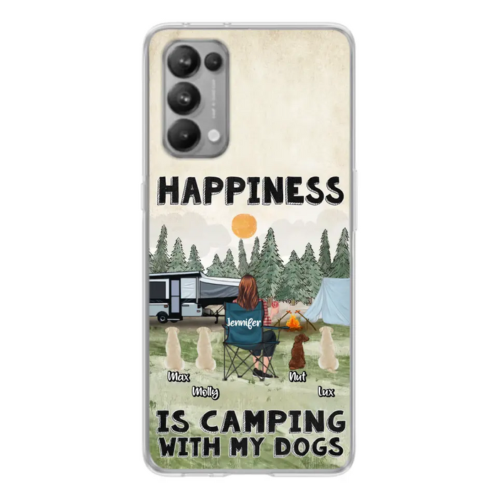 Personalized Camping Phone Case - Gift Idea For Girl & Dogs - Upto 4 Dogs - Happiness Is Camping With My Dogs - Case For Oppo/Xiaomi/Huawei