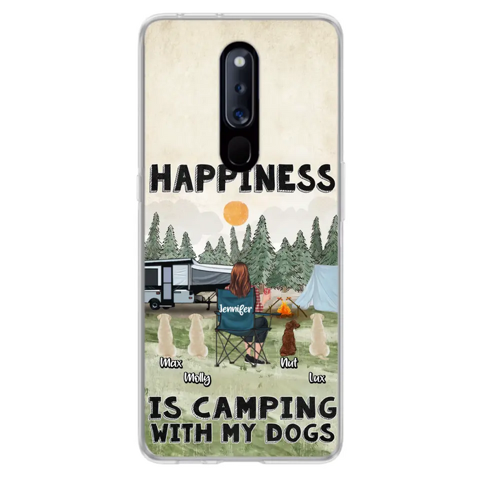 Personalized Camping Phone Case - Gift Idea For Girl & Dogs - Upto 4 Dogs - Happiness Is Camping With My Dogs - Case For Oppo/Xiaomi/Huawei