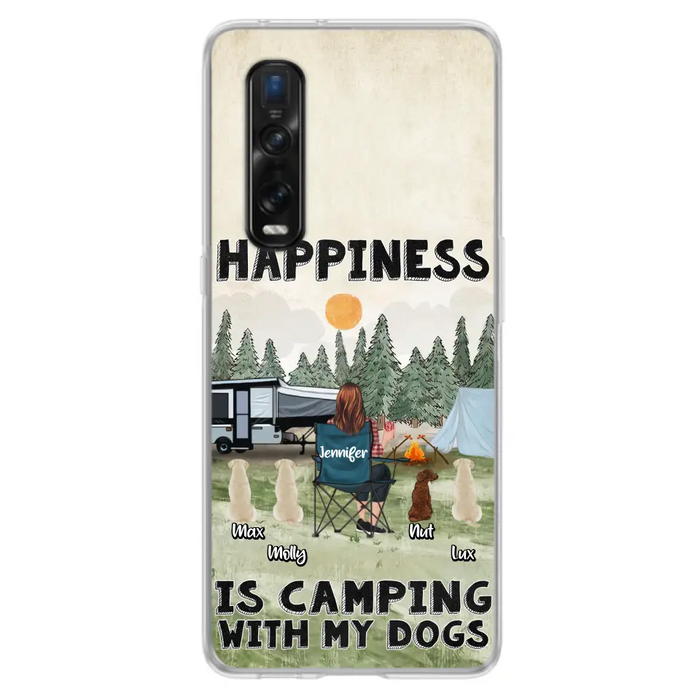 Personalized Camping Phone Case - Gift Idea For Girl & Dogs - Upto 4 Dogs - Happiness Is Camping With My Dogs - Case For Oppo/Xiaomi/Huawei