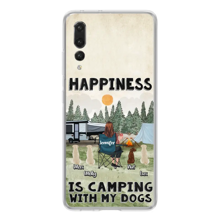 Personalized Camping Phone Case - Gift Idea For Girl & Dogs - Upto 4 Dogs - Happiness Is Camping With My Dogs - Case For Oppo/Xiaomi/Huawei