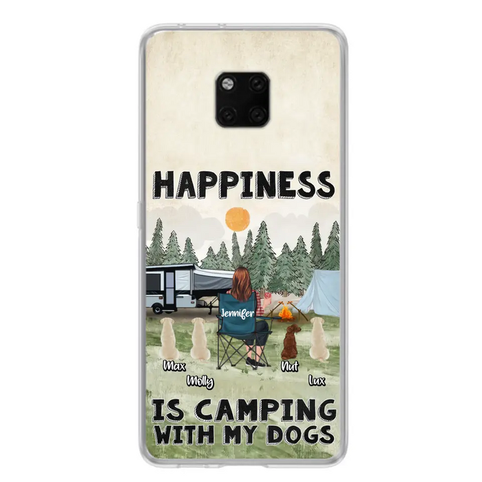 Personalized Camping Phone Case - Gift Idea For Girl & Dogs - Upto 4 Dogs - Happiness Is Camping With My Dogs - Case For Oppo/Xiaomi/Huawei