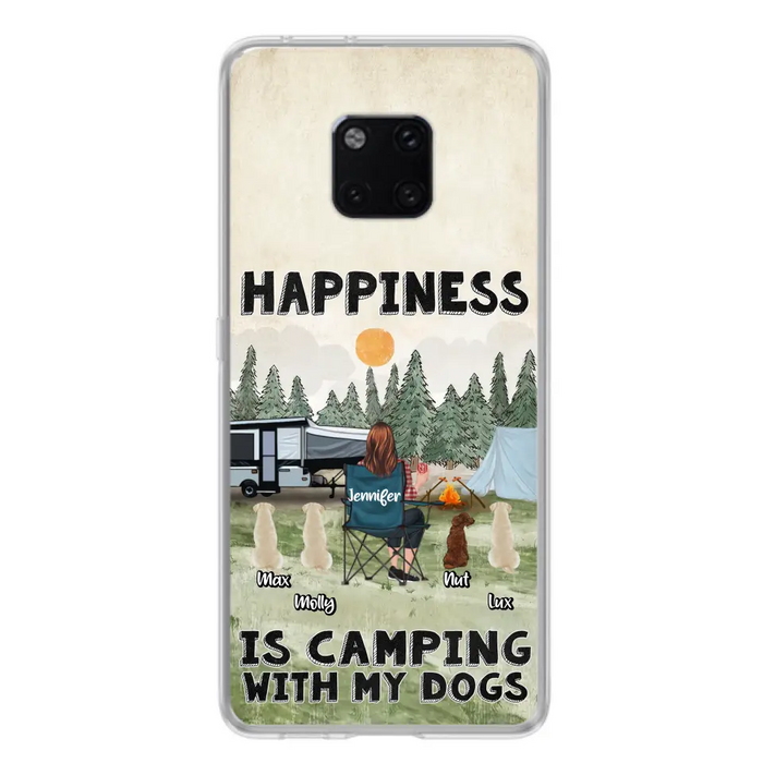 Personalized Camping Phone Case - Gift Idea For Girl & Dogs - Upto 4 Dogs - Happiness Is Camping With My Dogs - Case For Oppo/Xiaomi/Huawei