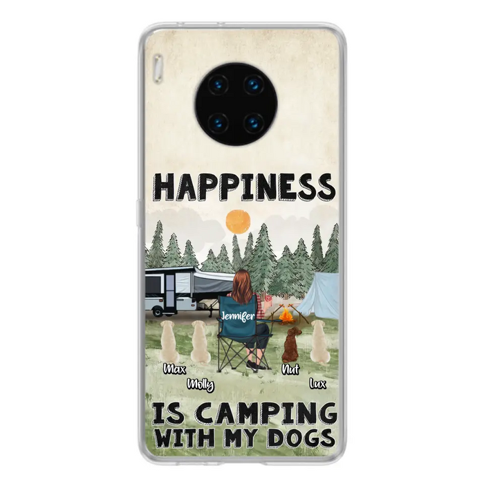 Personalized Camping Phone Case - Gift Idea For Girl & Dogs - Upto 4 Dogs - Happiness Is Camping With My Dogs - Case For Oppo/Xiaomi/Huawei