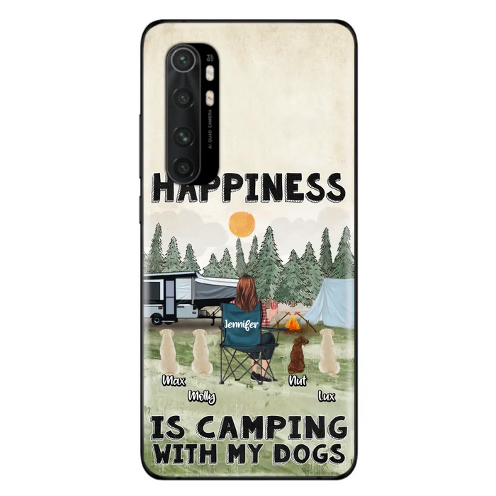 Personalized Camping Phone Case - Gift Idea For Girl & Dogs - Upto 4 Dogs - Happiness Is Camping With My Dogs - Case For Oppo/Xiaomi/Huawei