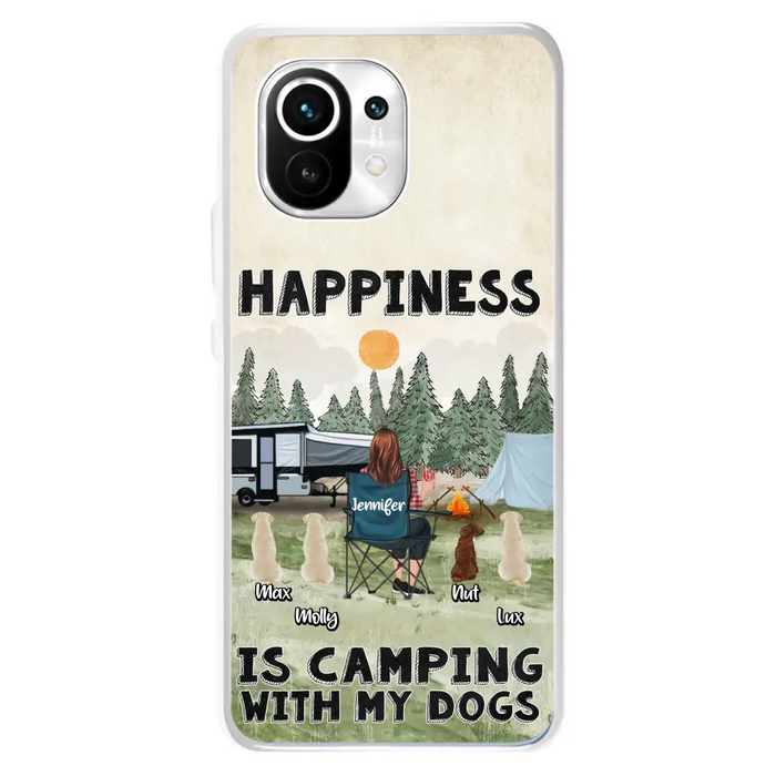 Personalized Camping Phone Case - Gift Idea For Girl & Dogs - Upto 4 Dogs - Happiness Is Camping With My Dogs - Case For Oppo/Xiaomi/Huawei