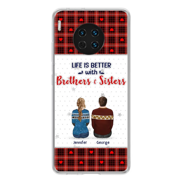 Custom Personalized Brothers Sisters Phone Case - Upto 10 People - Christmas Gift Idea For Siblings/ Family - Life Is Better With Brothers & Sisters - Case For Oppo/Xiaomi/Huawei