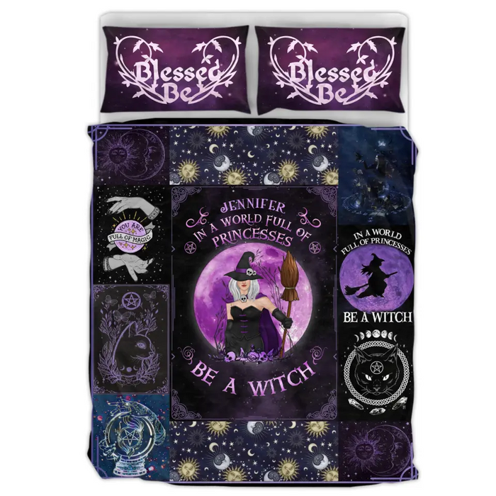 Custom Personalized Witch Quilt Bed Sets - Halloween Gift Idea For Witch Lovers - In A World Full Of Princesses Be A Witch