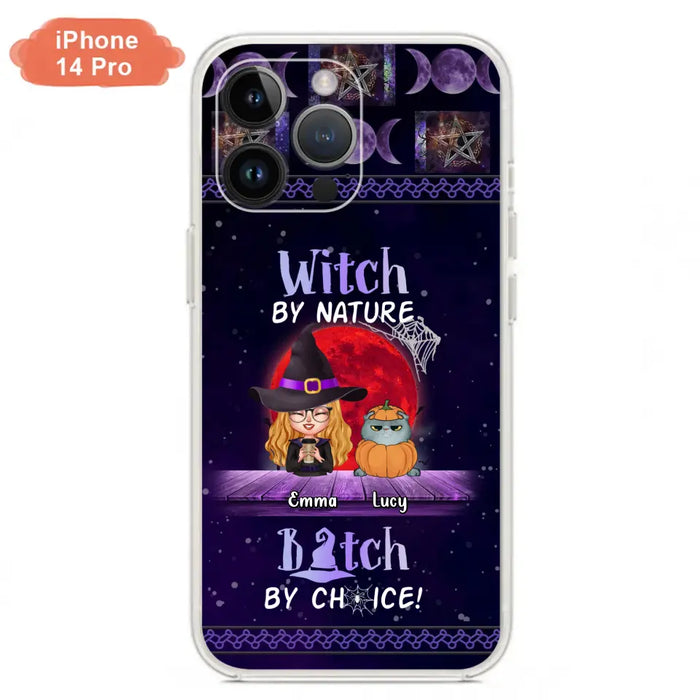 Custom Personalized Witch Phone Case - Upto 6 Cats/Dogs - Halloween Gift Idea For Cat/Dog Lovers/Friends - Case for iPhone/Samsung