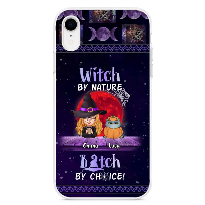 Custom Personalized Witch Phone Case - Upto 6 Cats/Dogs - Halloween Gift Idea For Cat/Dog Lovers/Friends - Case for iPhone/Samsung