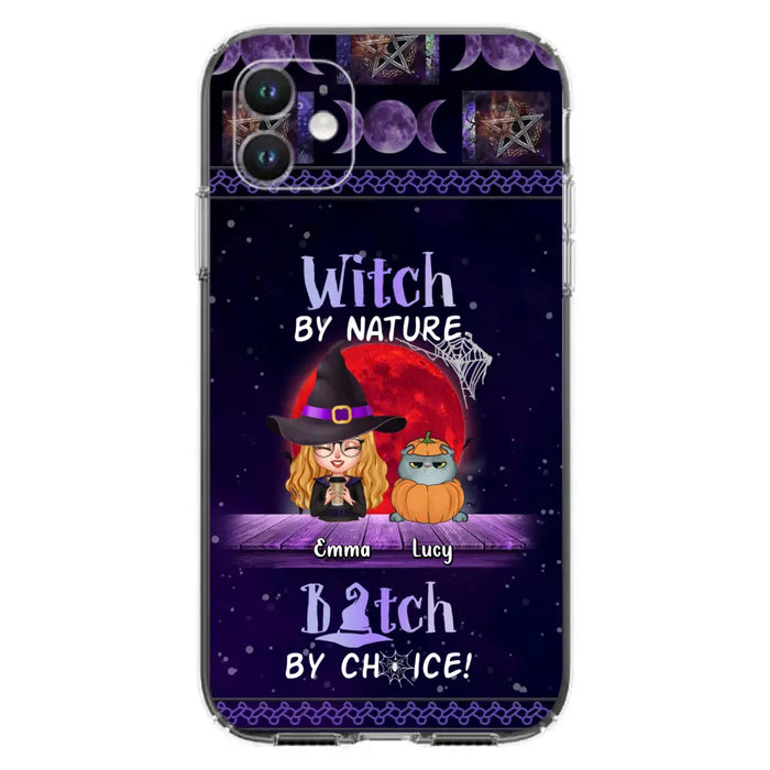 Custom Personalized Witch Phone Case - Upto 6 Cats/Dogs - Halloween Gift Idea For Cat/Dog Lovers/Friends - Case for iPhone/Samsung