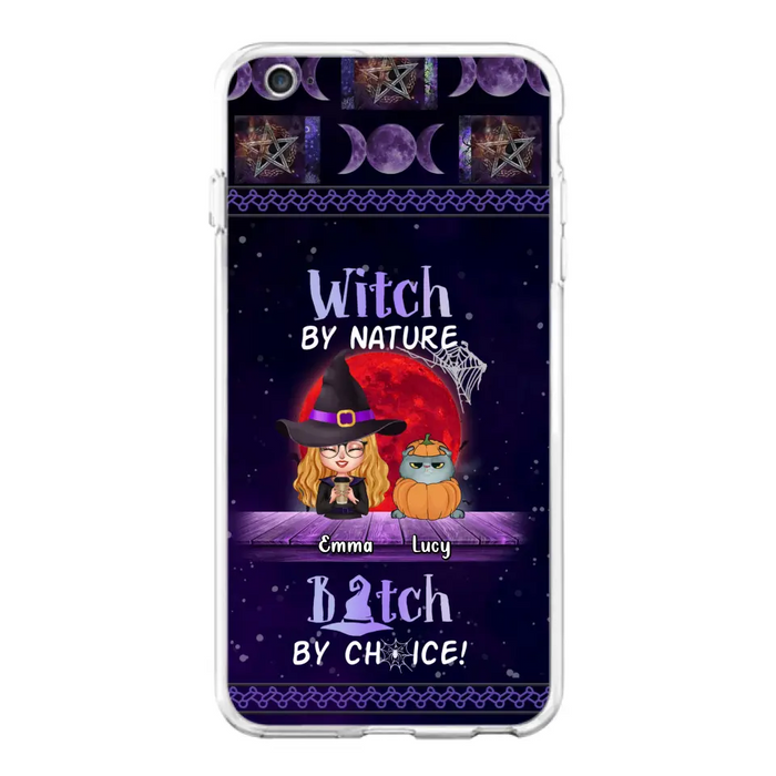 Custom Personalized Witch Phone Case - Upto 6 Cats/Dogs - Halloween Gift Idea For Cat/Dog Lovers/Friends - Case for iPhone/Samsung