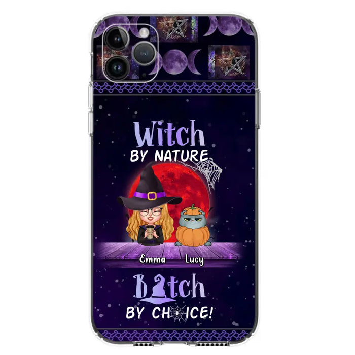 Custom Personalized Witch Phone Case - Upto 6 Cats/Dogs - Halloween Gift Idea For Cat/Dog Lovers/Friends - Case for iPhone/Samsung